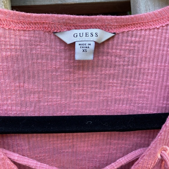 NWOT. Pink lace up tank top from GUESS - Picture 2 of 3